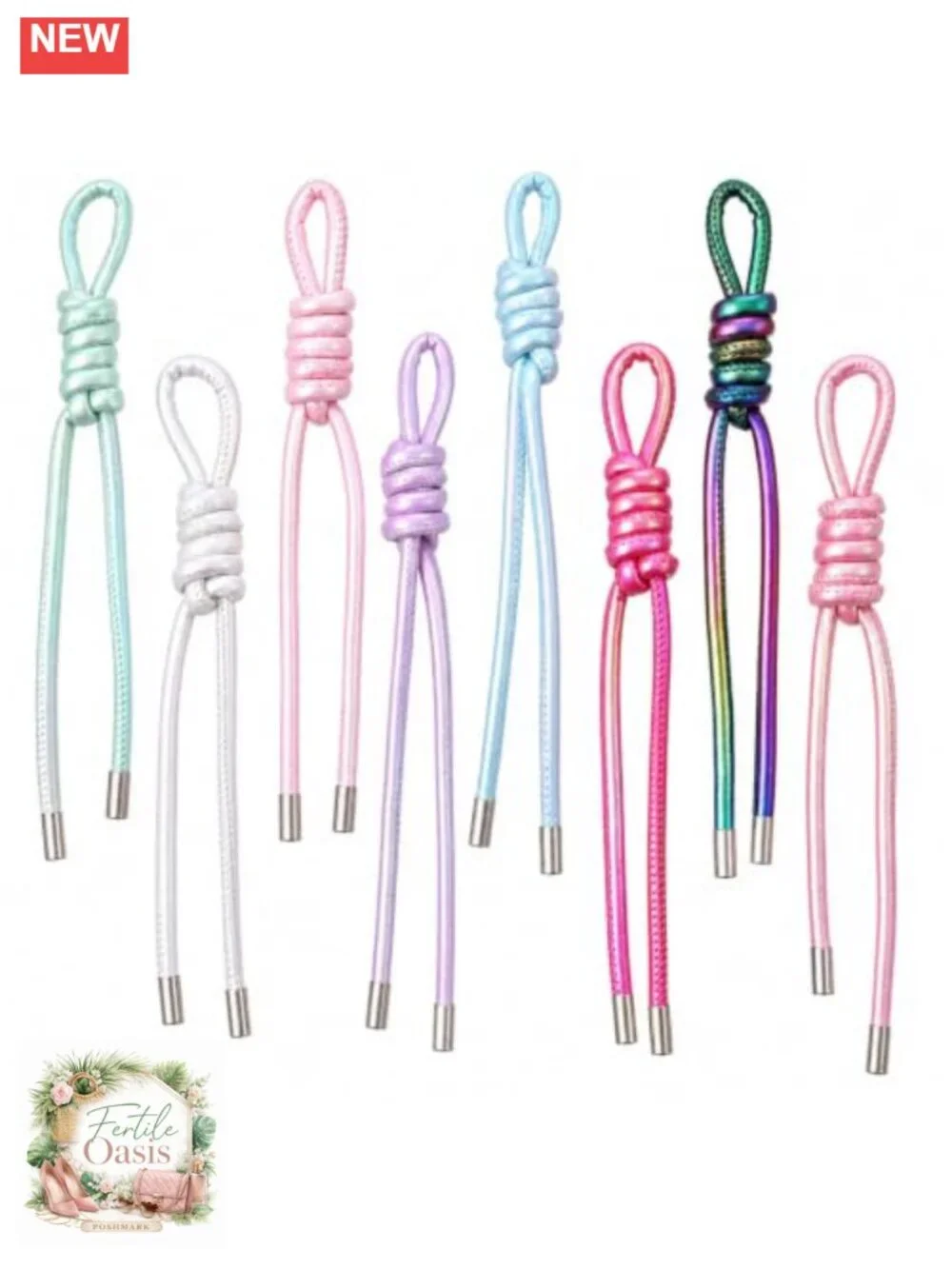 8-Pack Braided PU Leather Keychains Bag Charms Purse Accessories